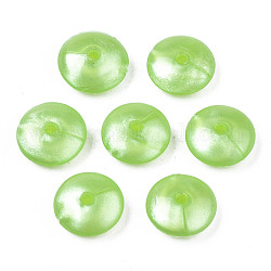 Perles acryliques opaques, plat rond, vert clair, 10x4mm, Trou: 1.5mm, environ 2300 pcs/500 g