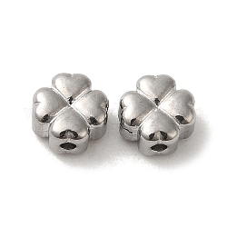 304 Stainless Steel Beads, Clover, Stainless Steel Color, 6.5x6.5x4mm, Hole: 1.2mm