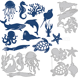 Benecreat 3 pz 13 stili di fustelle per creature marine, creature acquatiche delfini polpi stelle marine stencil da taglio in acciaio al carbonio per scrapbooking, goffratura, foto dell'album, fabbricazione della carta, 0.8 mm di spessore