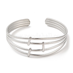 304 bracelets manchette multi-lignes en acier inoxydable pour femme, couleur inoxydable, diamètre intérieur: 2-1/4 pouce (5.6 cm)