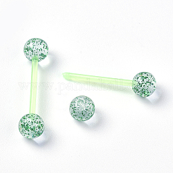 Tapones de oídos de acrílico de doble cabeza medidores, verde claro, 27mm, pin: 1.5 mm