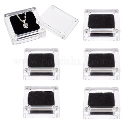 FINGERINSPIRE 6 pcs Acrylic Ring Box with Velvet 2.3x2.3inch Transparent Crystal Ring Gift Boxes with Magnetic Clasps for Wedding, Proposal Jewelry Presentation Gift Box for Rings, Earrings