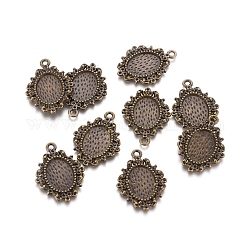 Alloy Pendant Cabochon Settings, Oval, Antique Bronze, Tray: 14x10mm, 26x19x2mm, Hole: 1.5mm
