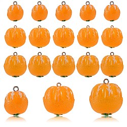 18個3スタイル不透明樹脂ペンダント  プラチナトーンのアイアンループ付き  オレンジ型  オレンジ  19.5~28x16~27mm  穴：1.8~2mm  6個/スタイル
