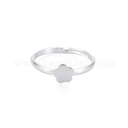 Blume verstellbare Fingerringe für Frauen, Gestellplattierung einfacher dünner Eisenring, stapelbarer Ring, Silber, uns Größe 6 3/4 (17.1mm)