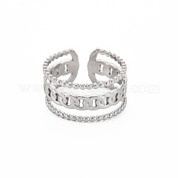 304 anillo de puño abierto con forma de cadena de acero inoxidable para mujer, color acero inoxidable, nosotros tamaño 8 (18.1 mm)