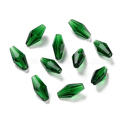 Transparente Glasperlen, facettiert, Doppelkegel, grün, 16x8 mm, Bohrung: 1 mm