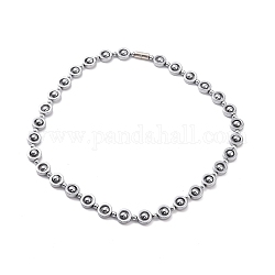 Collana di perline a colonna in ematite sintetica e ottone con fermagli magnetici, gioielli con pietre preziose per uomo donna, platino, 19-7/8 pollice (50.5 cm)