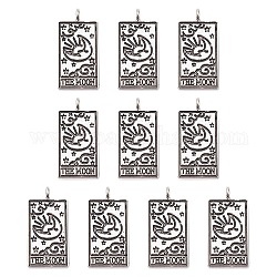 Ciondoli in lega in stile tibetano da 10 pz, rettangolo con motivo tarocchi, argento antico, argento antico, 2.6x1.3cm
