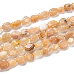 Chapelets de perles de sunstone naturelle naturelles, pépites, pierre roulée, 5~8.5x5.5~7x3.5~4mm, Trou: 0.7mm, Environ 64 pcs/chapelet, 16.34'' (41.5 cm)