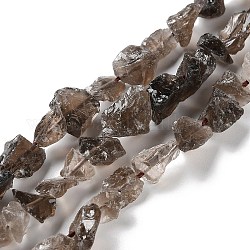 Brins naturels bruts de perles de quartz fumé, pépites, 4~11x4.5~14.5x4.5~14.5mm, Trou: 0.8mm, Environ 41~43 pcs/chapelet, 15.35~15.94'' (39~40.5 cm)