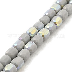 Fili di perle di vetro imitazione giada smerigliata, ab colore placcato, sfaccettato, colonna, argento, 8.5x8mm, Foro: 1.5 mm, circa 68pcs/filo, 22.64'' (57.5 cm)