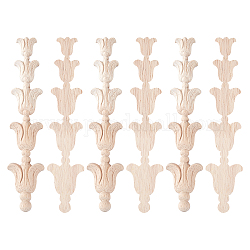 スーパーファインディング6個ゴム製木彫り装飾アップリケ  家庭用家具コーナーデコレーションアクセサリー用  バリーウッド  170x36x6.5mm  6pc
