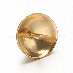 Placcatura ionica (ip) 304 tazza in acciaio inossidabile con perle di perle ciondoli a spillo, per mezzo forato perle, oro, 8mm, Foro: 1.5 mm, ago :0.7mm
