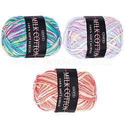 GORGECRAFT 390m 3 Colors 3-Ply Ice Yarns Picasso Rainbow Acrylic Knitting Wool Yarn Hand Crochet Thread Cotton Multi-Colored Weaving Colorful Gradient Skeins for Beginners DIY Crafts