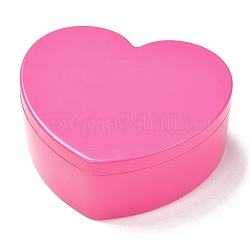 Scatole di gioielli in plastica a cuore, doppio strato con coperchio e specchio, rosa caldo, 12.2x13.3x5.55cm, 4 scomparti / scatola