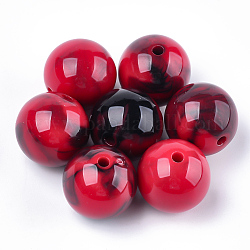 Acryl-Perlen, Nachahmung Edelstein-Stil, Runde, rot, 15.5~16x15 mm, Bohrung: 2 mm, ca. 220 Stk. / 500 g