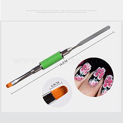 Ручка для кисти с двойной головкой и цветовая палитра, рисование линии рисования, латунная ручка, зеленый лайм, 14.1 см, нить: 0.8 см
