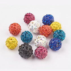 Pflastern Discokugel-Korn, Polymer Ton Strass Perlen, Runde, Mischfarbe, 12 mm, Bohrung: 1.8 mm