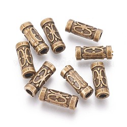 Estilo tibetano cuentas tubo de aleación, Sin cadmio y níque y plomo, Bronce antiguo, 13x5mm, agujero: 2.5 mm