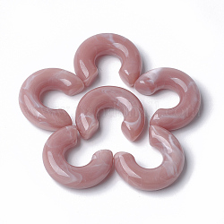 Perles acryliques, style de pierres fines imitation, pas de trous / non percés, en forme de u, brun rosé, 28x24x8.5mm