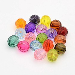 Faceted Transparent Acrylic Round Beads, Mixed Color, 8mm, Hole: 1.5mm, about 1800pcs/500g