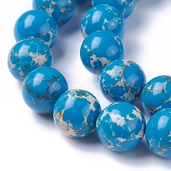 Synthetic Imperial Jasper Bead Strands, Dyed, Round, Dodger Blue, 8mm, Hole: 1mm, about 50pcs/strand, 15.7inch