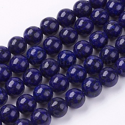 Lapis naturales teñidos hebras de abalorios lapislázuli, redondo, 8~9mm, agujero: 1 mm, aproximamente 46 pcs / cadena, 15.3 pulgada