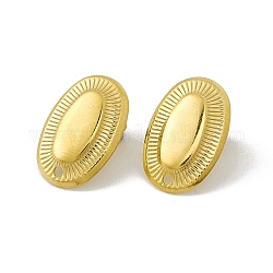 304 Stainless Steel Stud Earring Findings, with Hole, Oval, Golden, 19x13x2.5mm, Hole: 1.5mm, Pin: 0.8mm