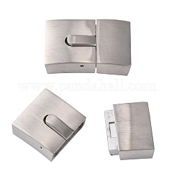 304 Stainless Steel Bayonet Clasps, Rectangle, Stainless Steel Color, 29.5x18x8mm, Hole: 5x16mm