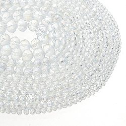 10 brins 4 styles galvanoplastie perles de verre brins, de couleur plaquée ab , facette, rondelle, clair ab, 2~10x1.5~7mm, Trou: 0.6~1mm, 2 brins/style