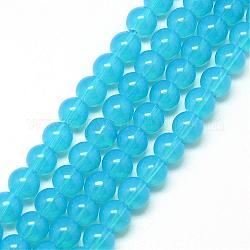 Chapelets de perles en verre peint, imitation opalite, ronde, bleu profond du ciel, 8mm, Trou: 1.3~1.6mm, Environ 100 pcs/chapelet, 31.4 pouce