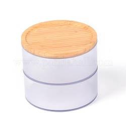 Joyero apilable de dos capas, caja de madera, circular, blanco, 12.1x14 cm, diámetro interior: 135 mm