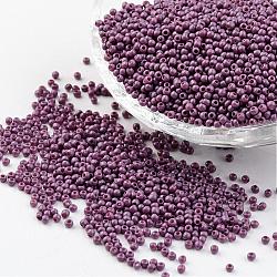 12/0 grade a perles d'espacement de graines de verre de peinture de cuisson, support violet, 2x1.5mm, Trou: 0.7mm, environ 2840 pcs/50 g