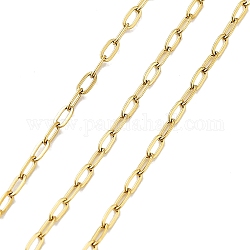 Placas de vacío 304 cadenas de cable de acero inoxidable, sin soldar, con carrete, dorado, 2.4x1.4x0.3mm, aproximadamente 32.81 pie (10 m) / rollo