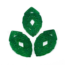 Jade teñido natural de los colgantes grandes, hoja, 51~51.5x31~32x3~3.5mm, agujero: 1.2 mm