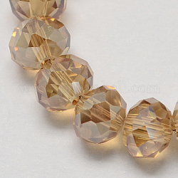 Handmade Glass Beads, Faceted Rondelle, Camel, 8x6mm, Hole: 1mm, about 68~70pcs/strand