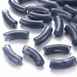Abalorios de acrílico, de piedras preciosas de imitación, tubo curvado, azul pizarra oscuro, 36x13.5x11.5mm, agujero: 4 mm