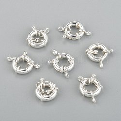 Cierres de anillo de resorte de latón chapado en rack, 925 plata esterlina, 15x5mm, agujero: 2 mm