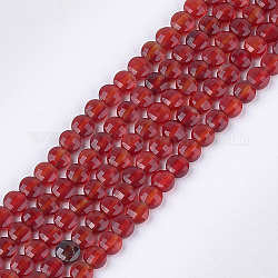 Natürlichen Karneol-Perlen Stränge, facettiert, gefärbt, Flachrund, 4~4.5x2.5~3 mm, Bohrung: 0.8 mm, ca. 88~89 Stk. / Strang, 14.9 Zoll ~ 15.1 Zoll