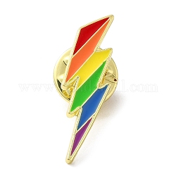 Pride Regenbogen Emaille Pins, Brosche aus goldener Legierung, Blitz, 28x8x1.5 mm