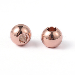 Круглое ионное покрытие (ip) 202 шарик из нержавеющей стали, розовое золото , 8x6.5 мм, отверстие : 3.5 мм