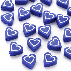 Бусины из полимерной глины , сердце, синие, 8.5~9x8.5~10x4 мм, отверстие : 1.4~1.6 мм