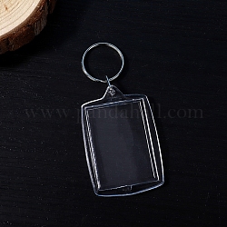 Porte-clés cadre photo acrylique, avec porte-clés fendus, rectangle, clair, 5.5x4 cm