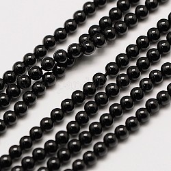 Espinela negro natural hebras grano redondo, 2mm, agujero: 0.8 mm, aproximamente 184 pcs / cadena, 16 pulgada