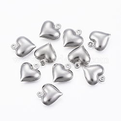 304 charms in acciaio inox, cuore vuoto, colore acciaio inossidabile, 13x11.5x4.8mm, Foro: 1.2 mm