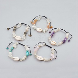 Bracelets de perles tressées naturelles / synthétiques avec pierres de lune et pierres de lune blanches, avec cauris, 1-7/8 pouce ~ 3-1/8 pouces (4.7~8 cm)