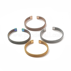 304 bracelet manchette ouvert en forme de chaînes à mailles plates en acier inoxydable pour femme, couleur mixte, diamètre intérieur: 2x2-1/2 pouce (5.1x6.3 cm)