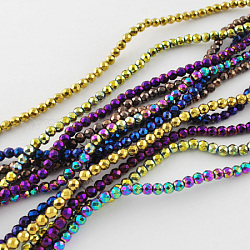 Chapelets de perles en hématite synthétique sans magnétiques, Grade a, facette, ronde, couleur mixte, 3x3mm, Trou: 1mm