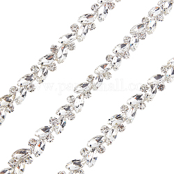Gorgecraft 1 yarda (91.4 cm) cadenas de strass de rhinestone de vidrio de hierro, para coser la decoración de la boda, cristal, 14.5~15x6~7mm